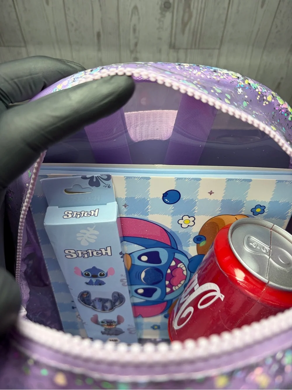 Stitch Purple Glitter Backpack Bundle